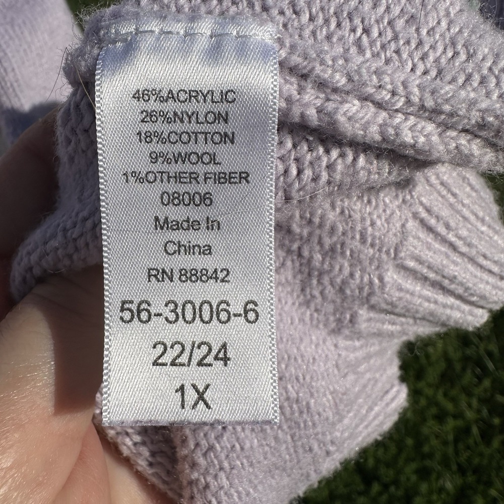 ELLOS Heart Sweater Women's Plus 1X 22/24 Lavender Crew Neck Warm Whimsy Sparkle - Picture 10 of 11